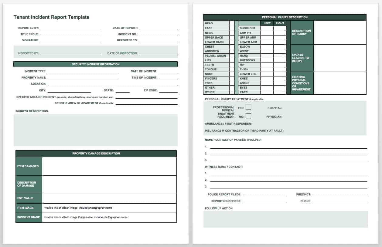 Free Incident Report Templates & Forms | Smartsheet For Vehicle Accident Report Form Template