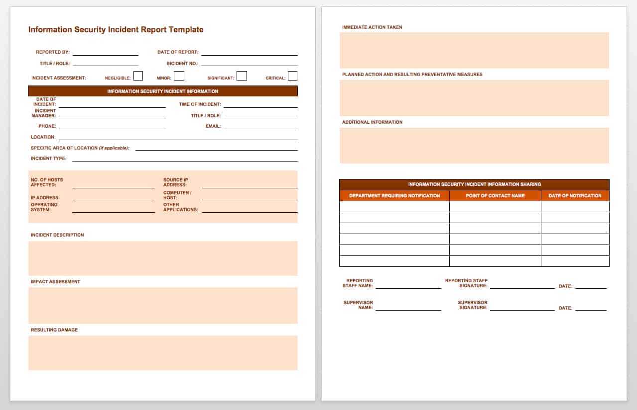 Free Incident Report Templates & Forms | Smartsheet Pertaining To Template For Information Report
