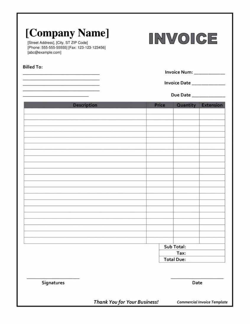 Free Invoice Downloadable Template Doc Printable Blank Pertaining To Free Printable Invoice Template Microsoft Word