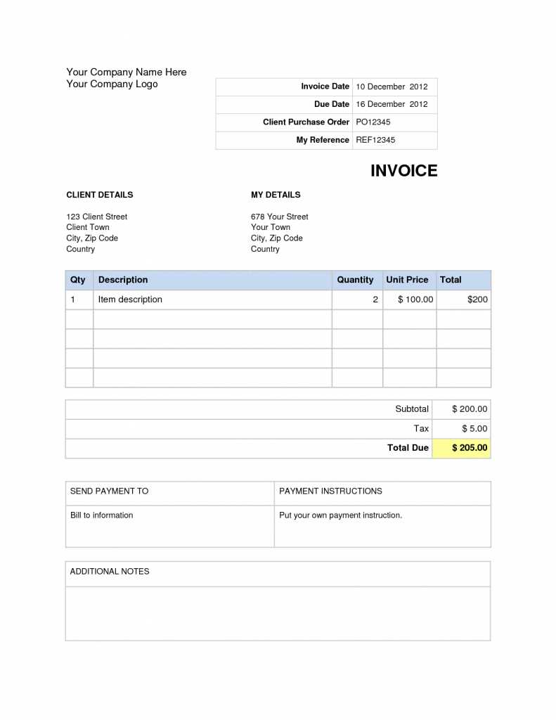 Free Invoice Template Word Document | Invoice Example Intended For Invoice Template Word 2010