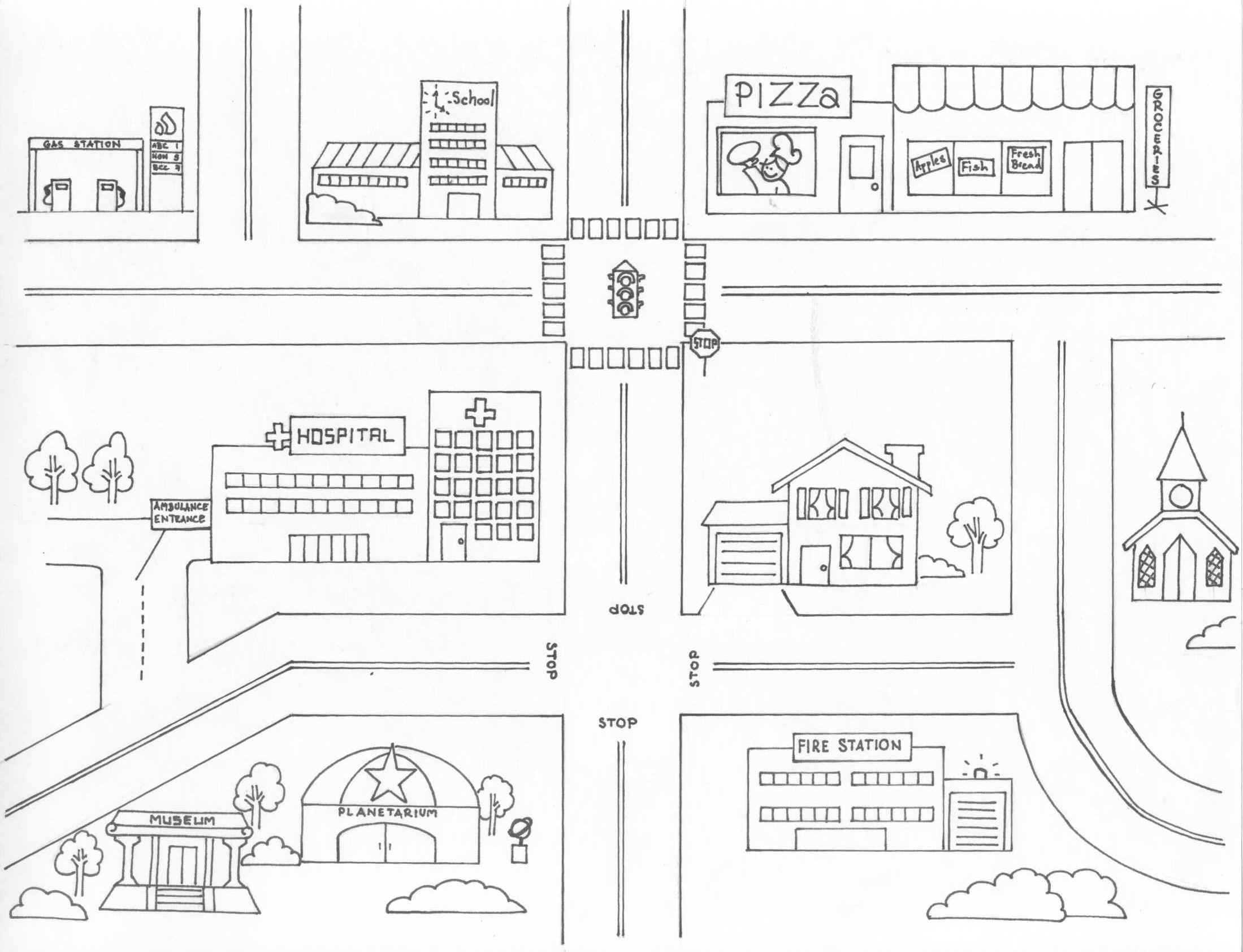 Free Neighborhood Map Coloring Page, Download Free Clip Art Regarding Blank City Map Template