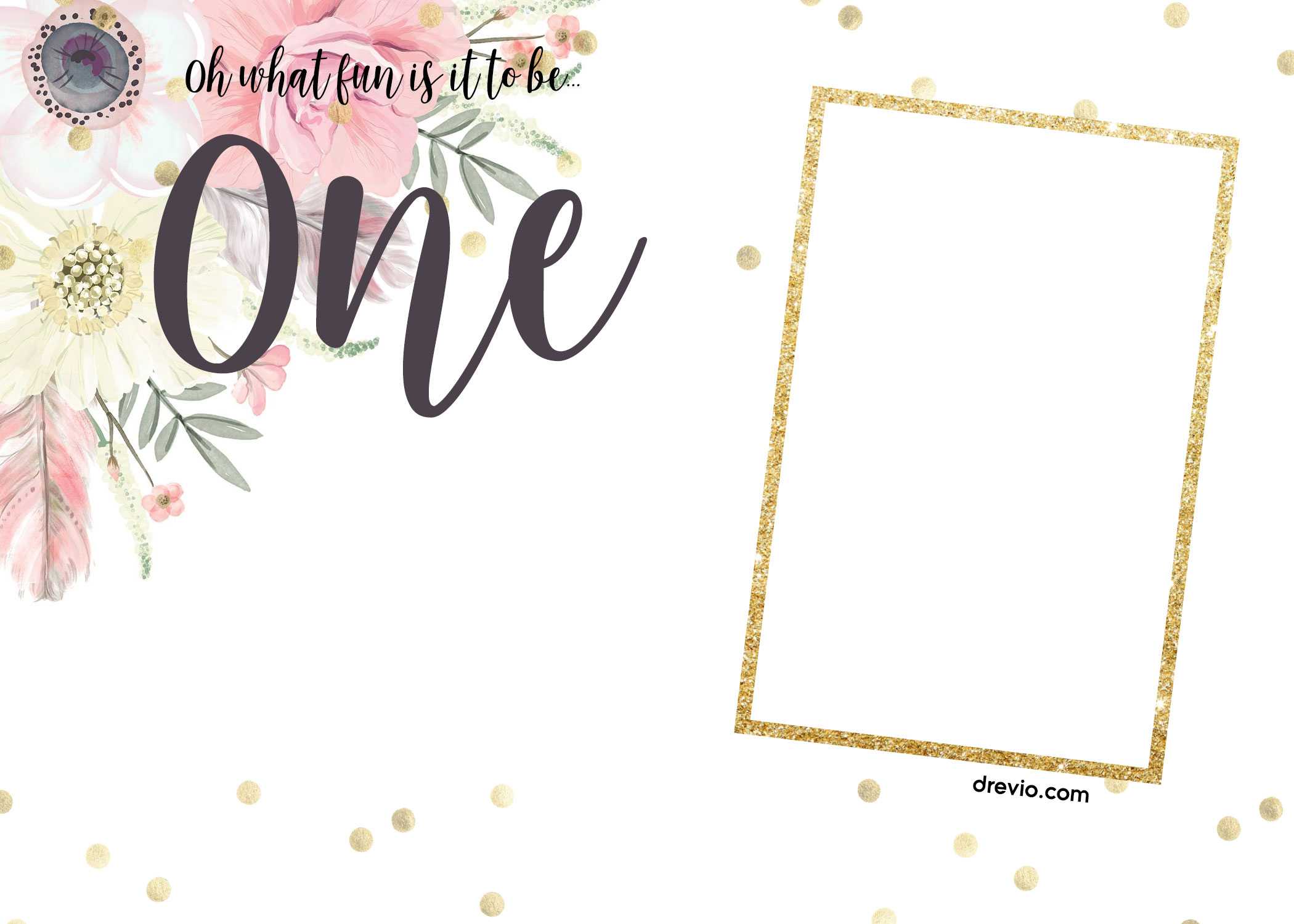 Free Printabe Boho Chic First Birthday Invitation Templates In Blank Templates For Invitations
