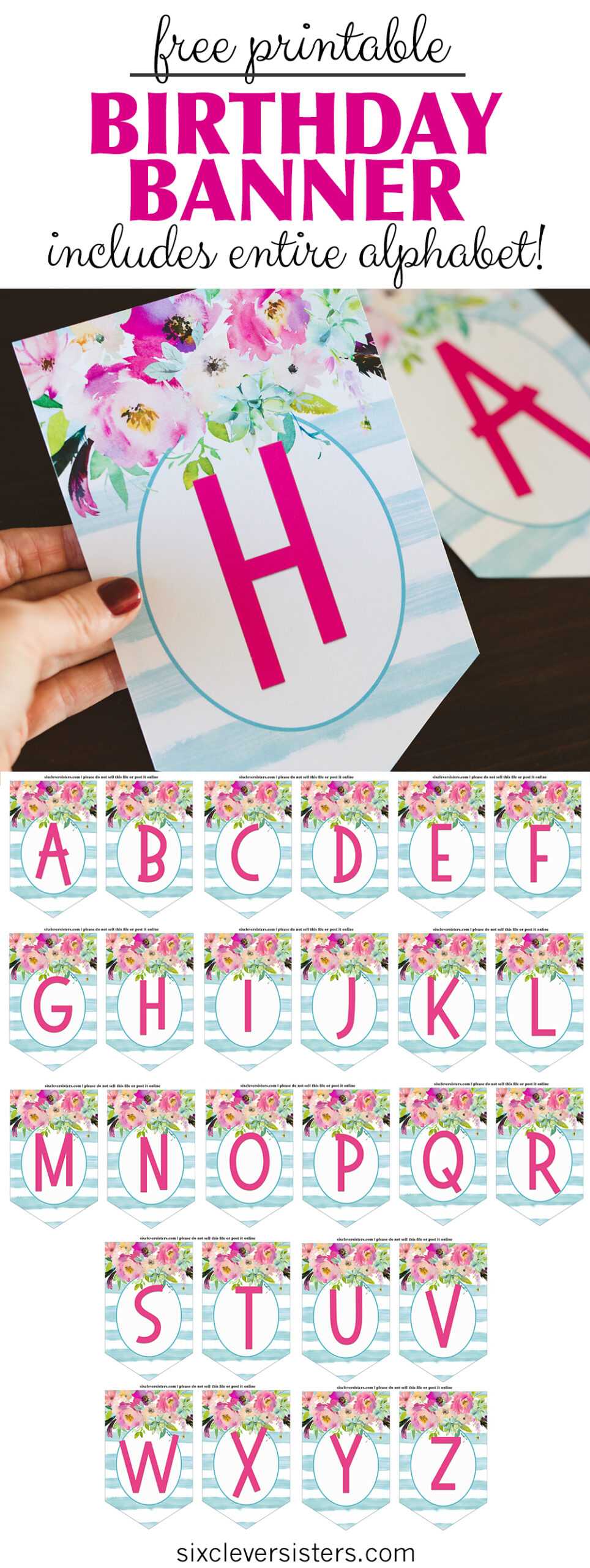 Free Printable Birthday Banner – Six Clever Sisters With Diy Birthday Banner Template