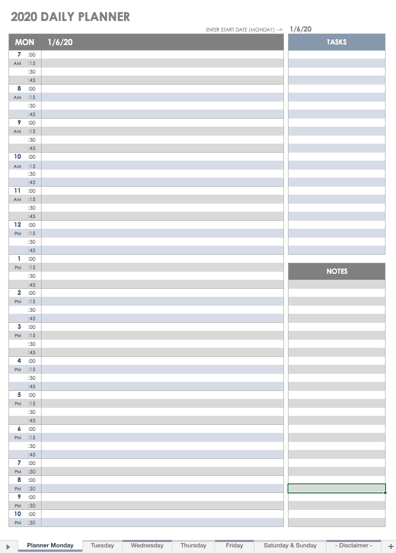 Free Printable Daily Calendar Templates | Smartsheet Intended For Appointment Sheet Template Word
