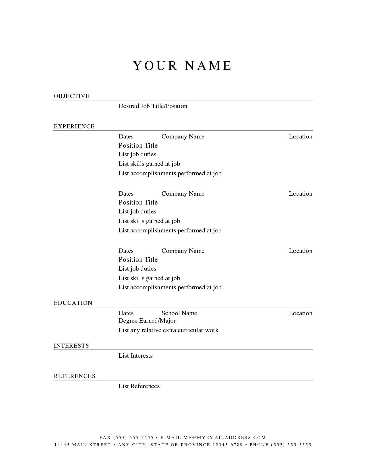 Free Printable Resume Templates Microsoft Word | Room Surf Intended For Free Printable Resume Templates Microsoft Word