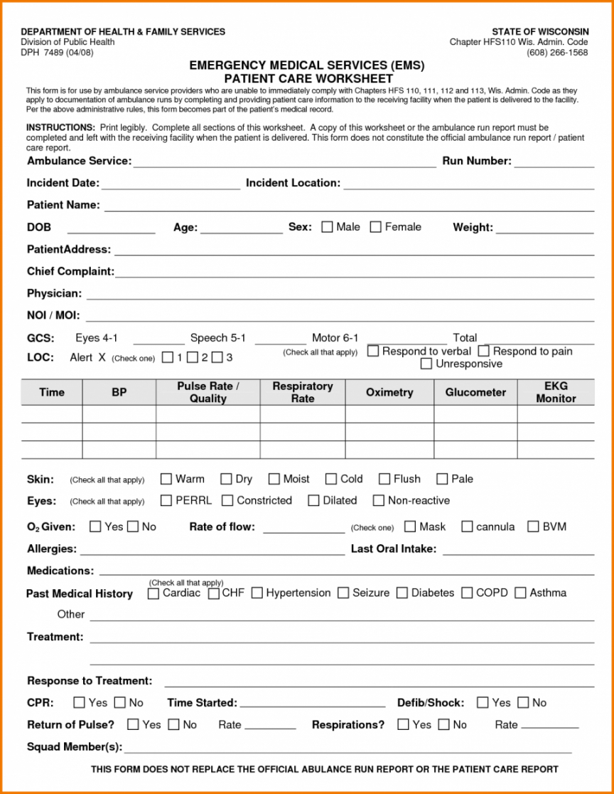Free Radio Report Ems Template Ems Report Template Doc Regarding Patient Care Report Template