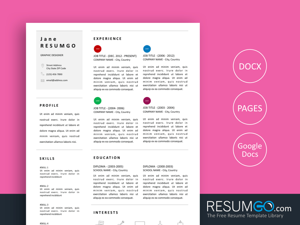 Free Simple And Professional Resume Templates – Resumgo With Regard To 3 Column Word Template