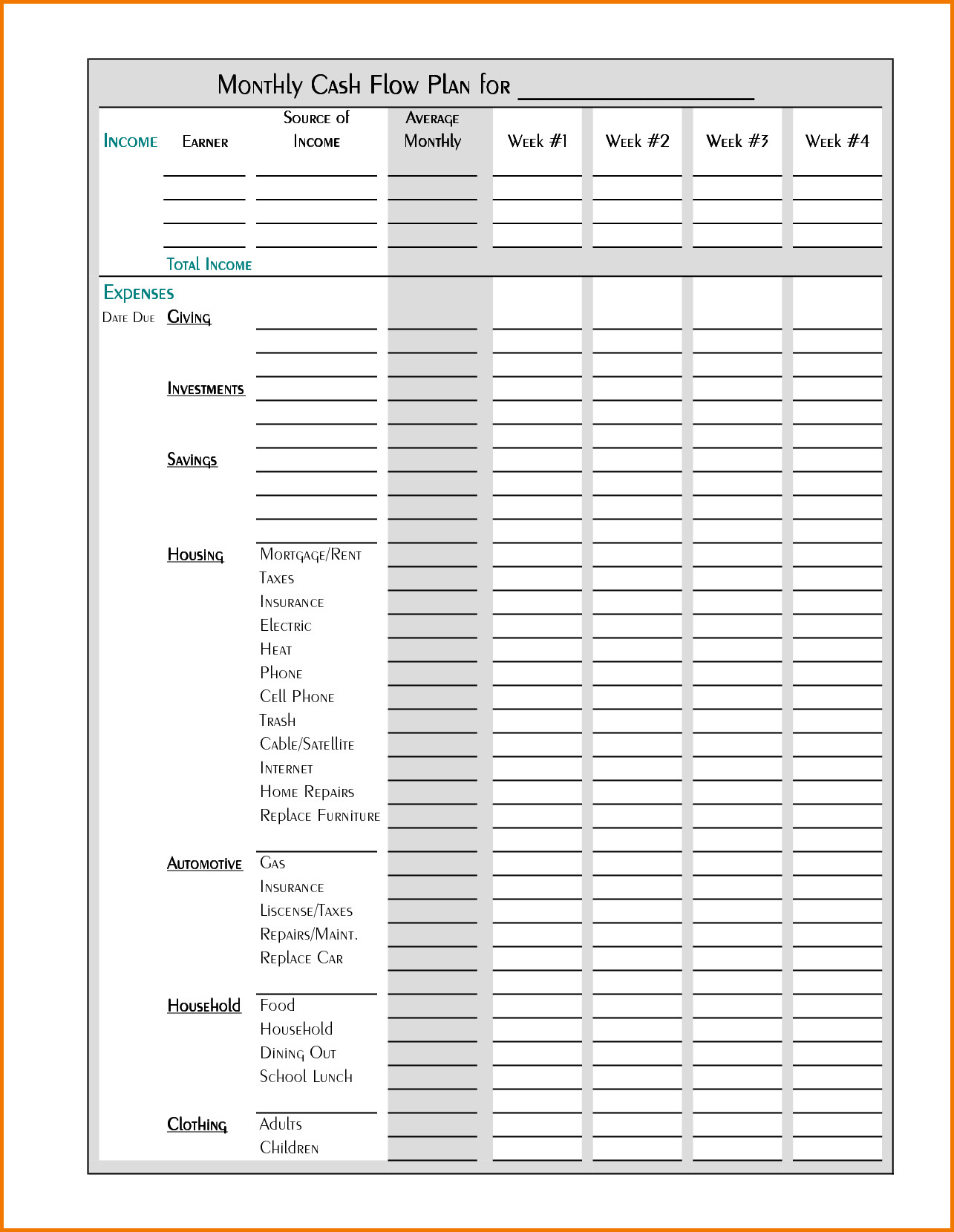 Free Spreadsheet Sample Monthly Income And Es Template For With Regard To Petty Cash Expense Report Template