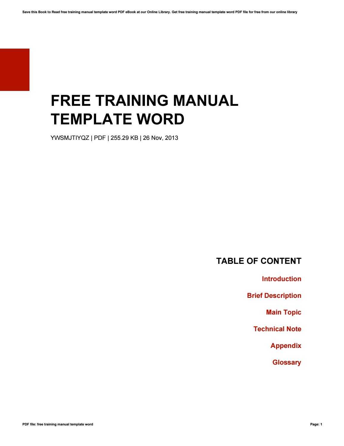 Free Training Manual Template Wordkazelink257 - Issuu For Training Documentation Template Word