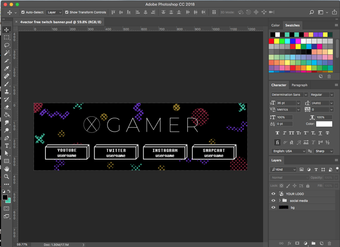 Free Twitch Banner Template In Psd (And How To) / 4Vector Within Adobe Photoshop Banner Templates