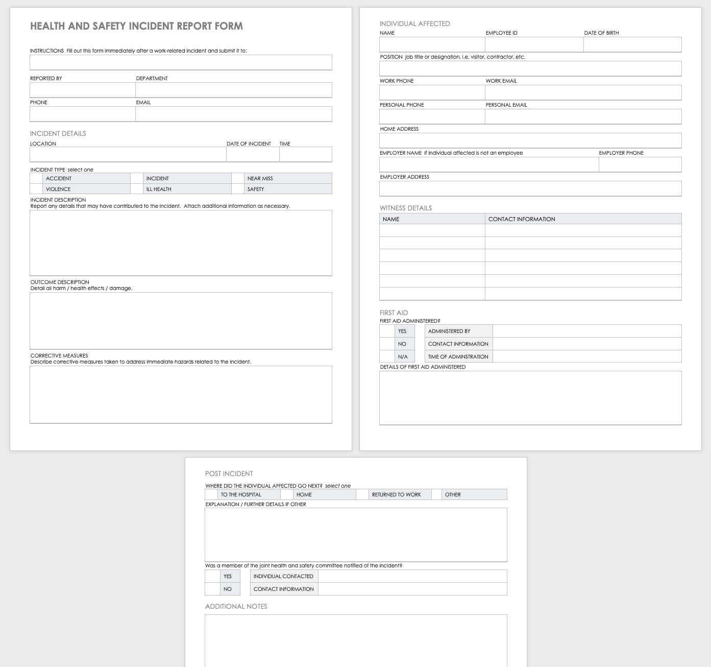 Free Workplace Accident Report Templates | Smartsheet For Injury Report Form Template