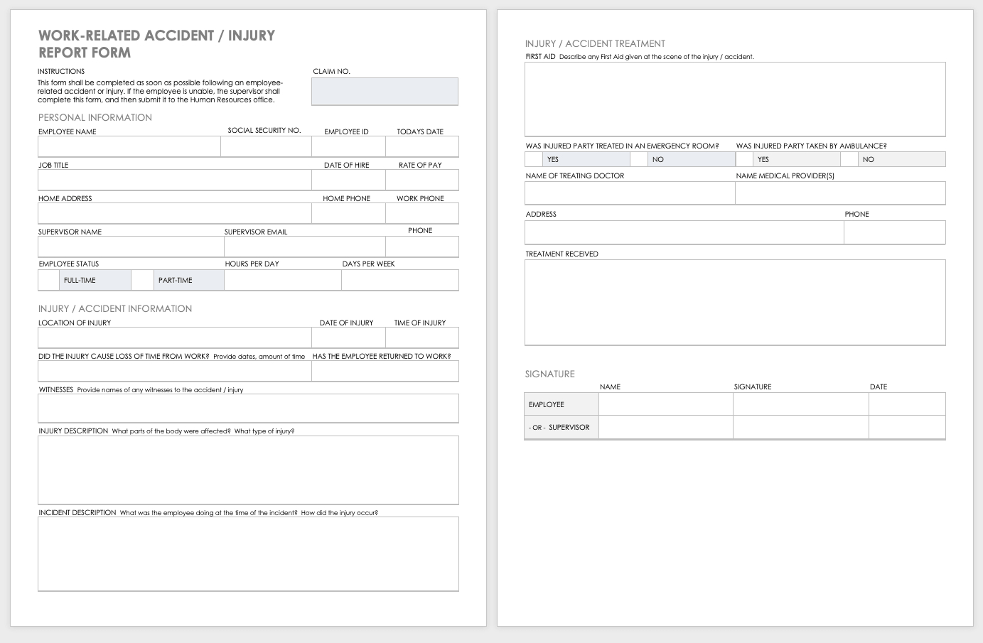 Free Workplace Accident Report Templates | Smartsheet In Health And Safety Incident Report Form Template