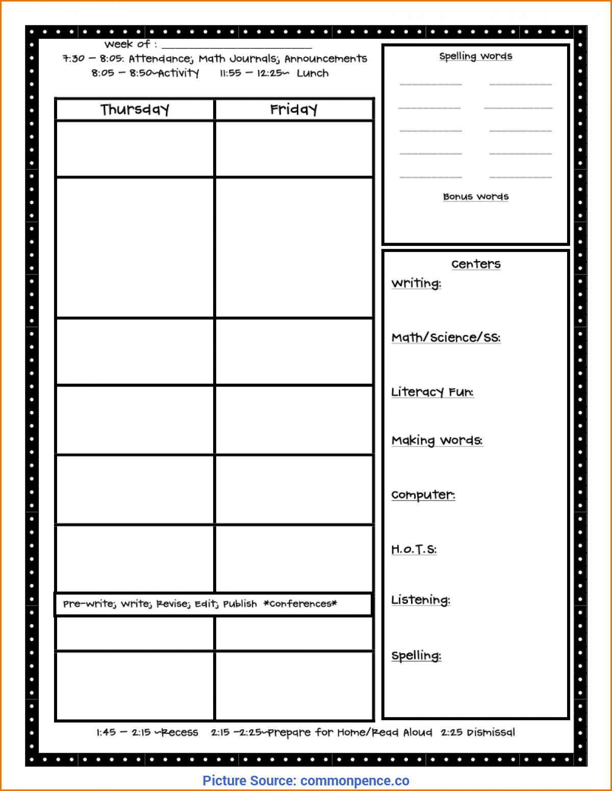 Fresh Free Lesson Plan Template First Grade Class Lesson Throughout Making Words Template
