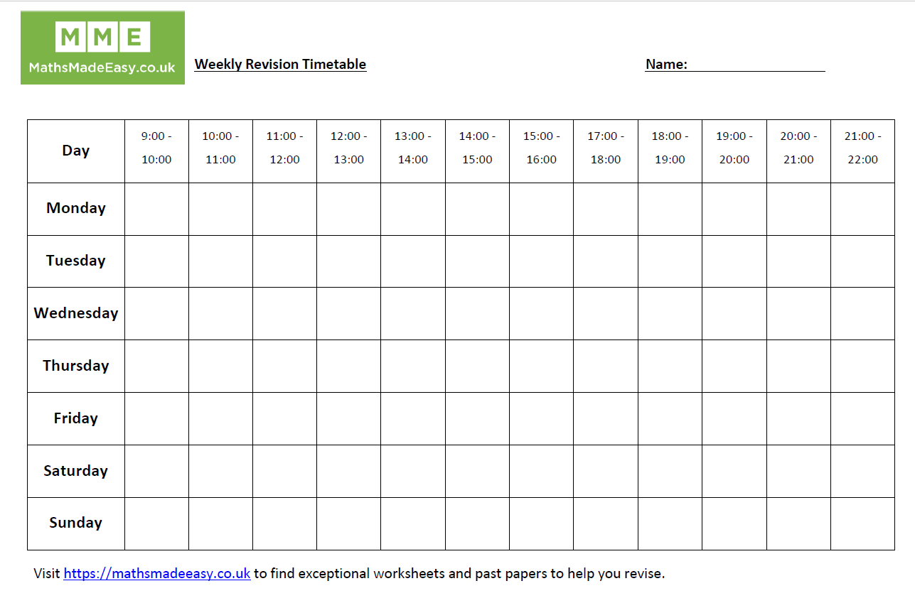 Gcse Revision Timetable - Karan.ald2014 Inside Blank Revision Timetable Template