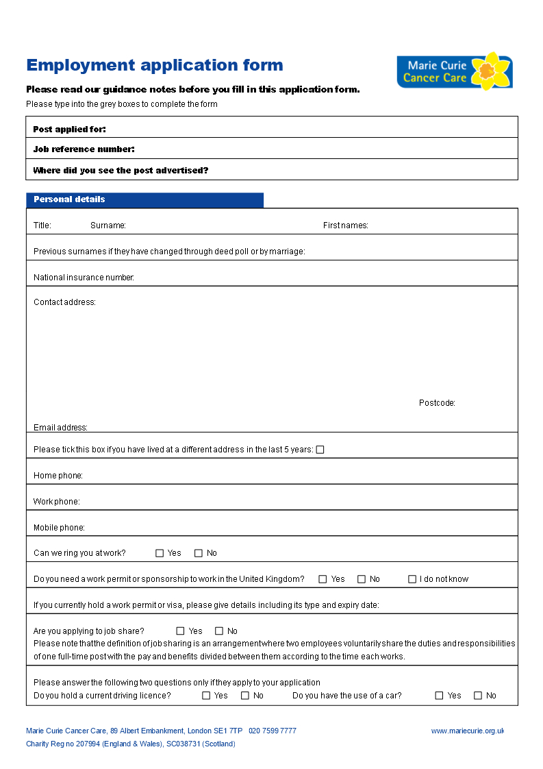 General Application Employment Word | Templates At Inside Job Application Template Word