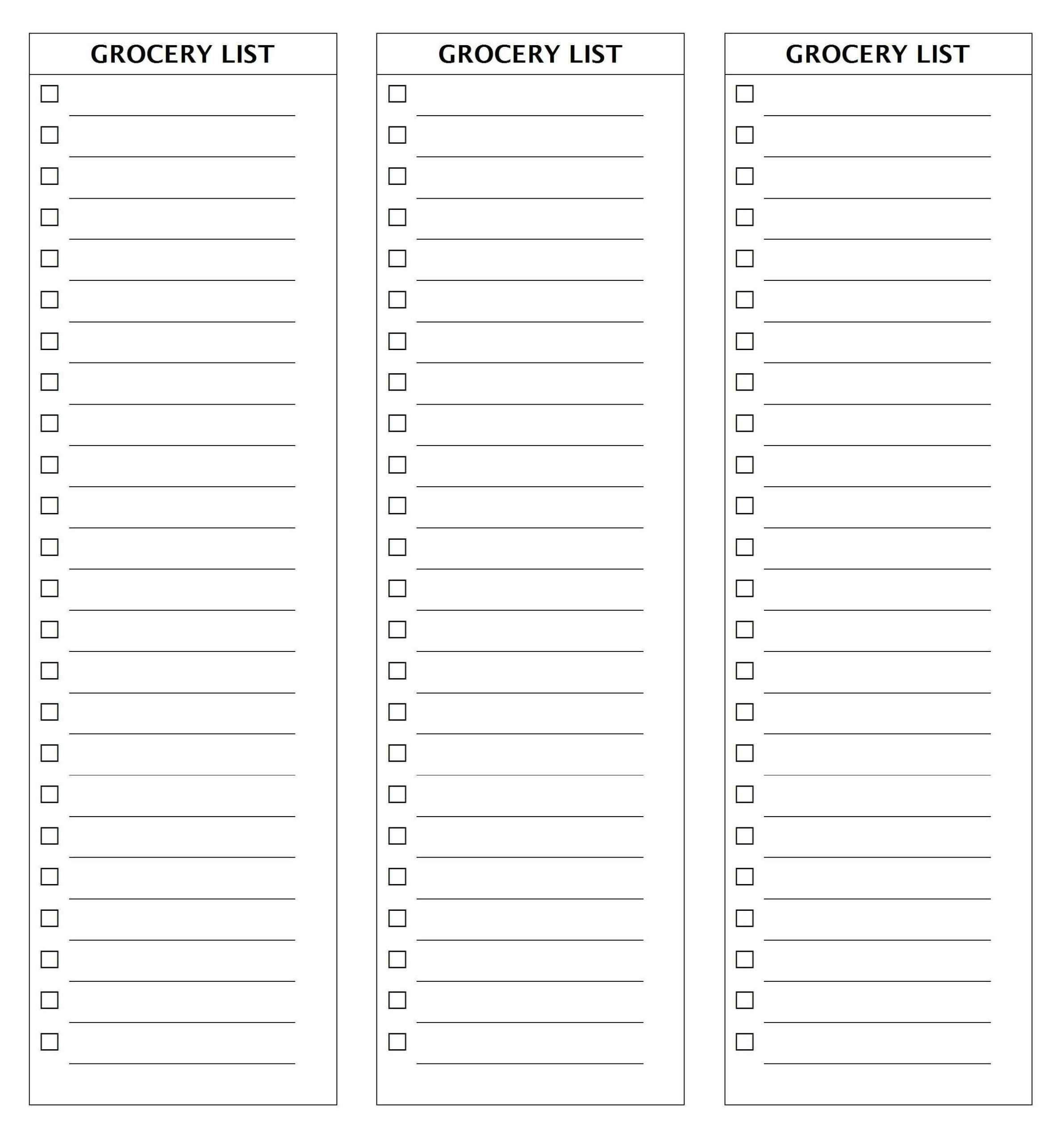 Grocery Lists Templates – Karan.ald2014 Regarding Blank Grocery Shopping List Template