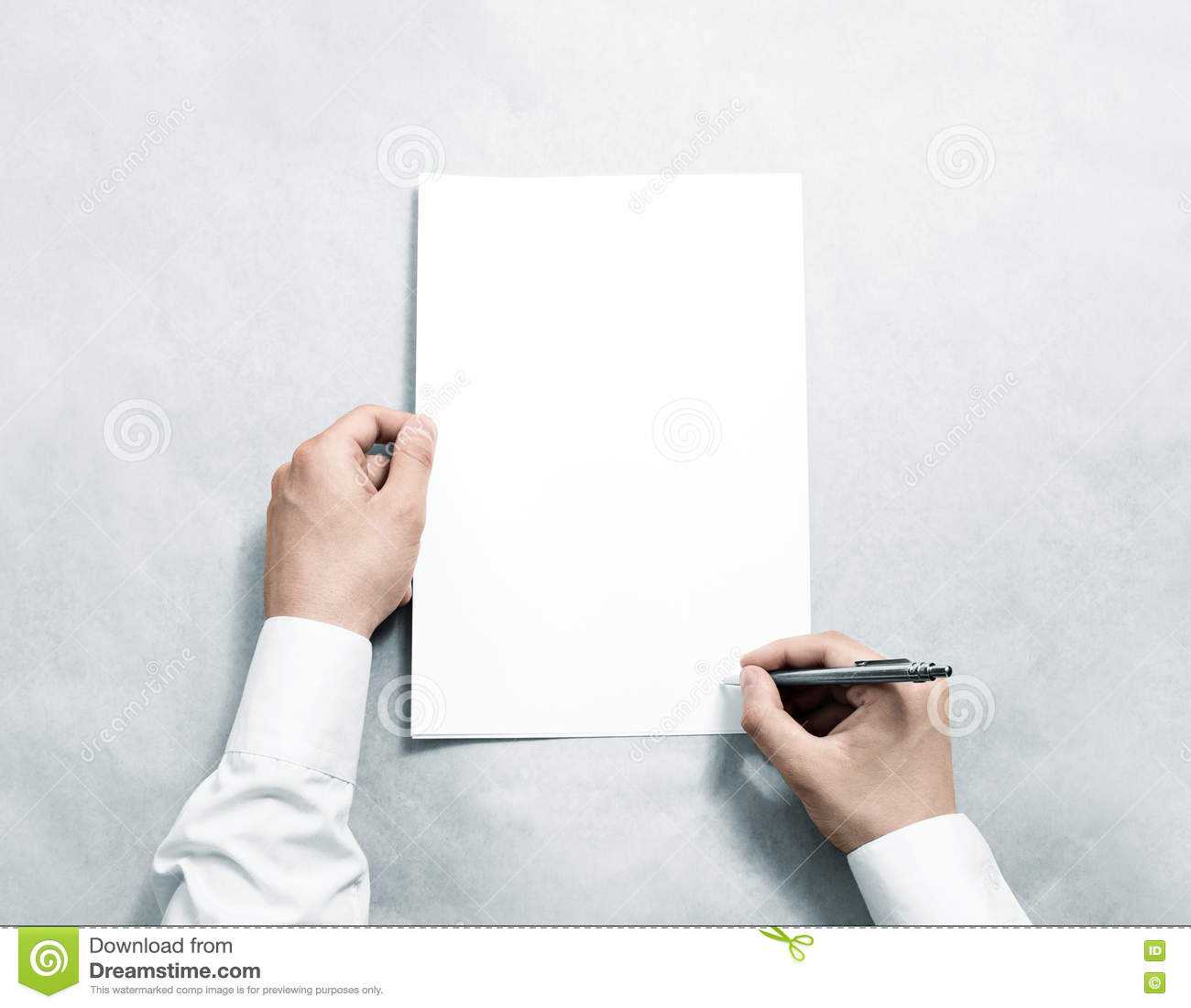 Hand Holding Blank Agreement Mockup And Signing It. Stock Inside Blank Legal Document Template