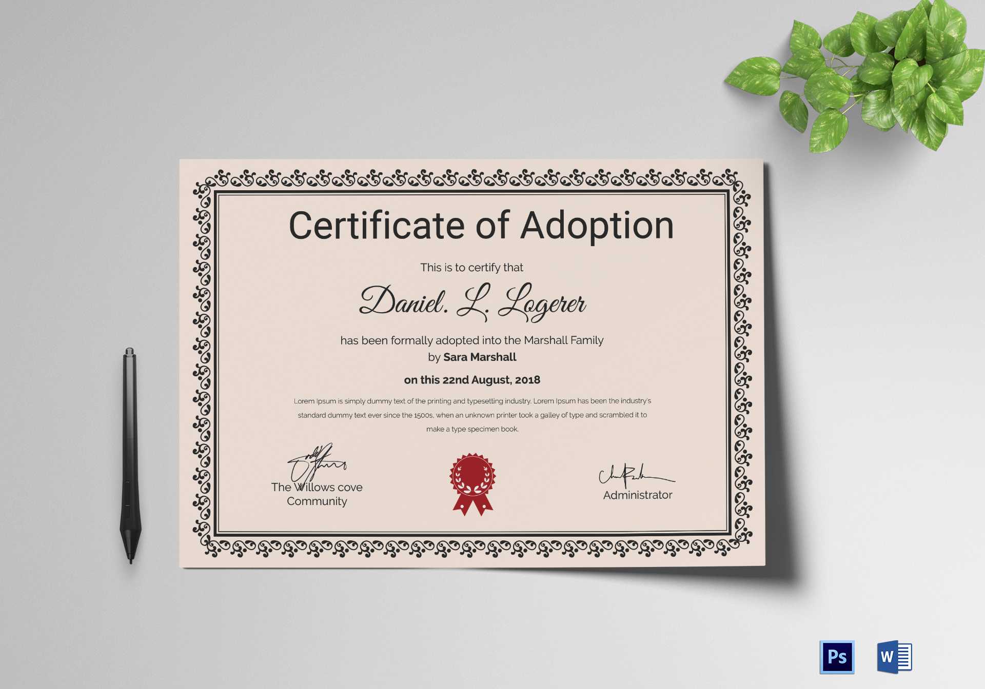 Happy Adoption Certificate Template Within Blank Adoption Certificate Template