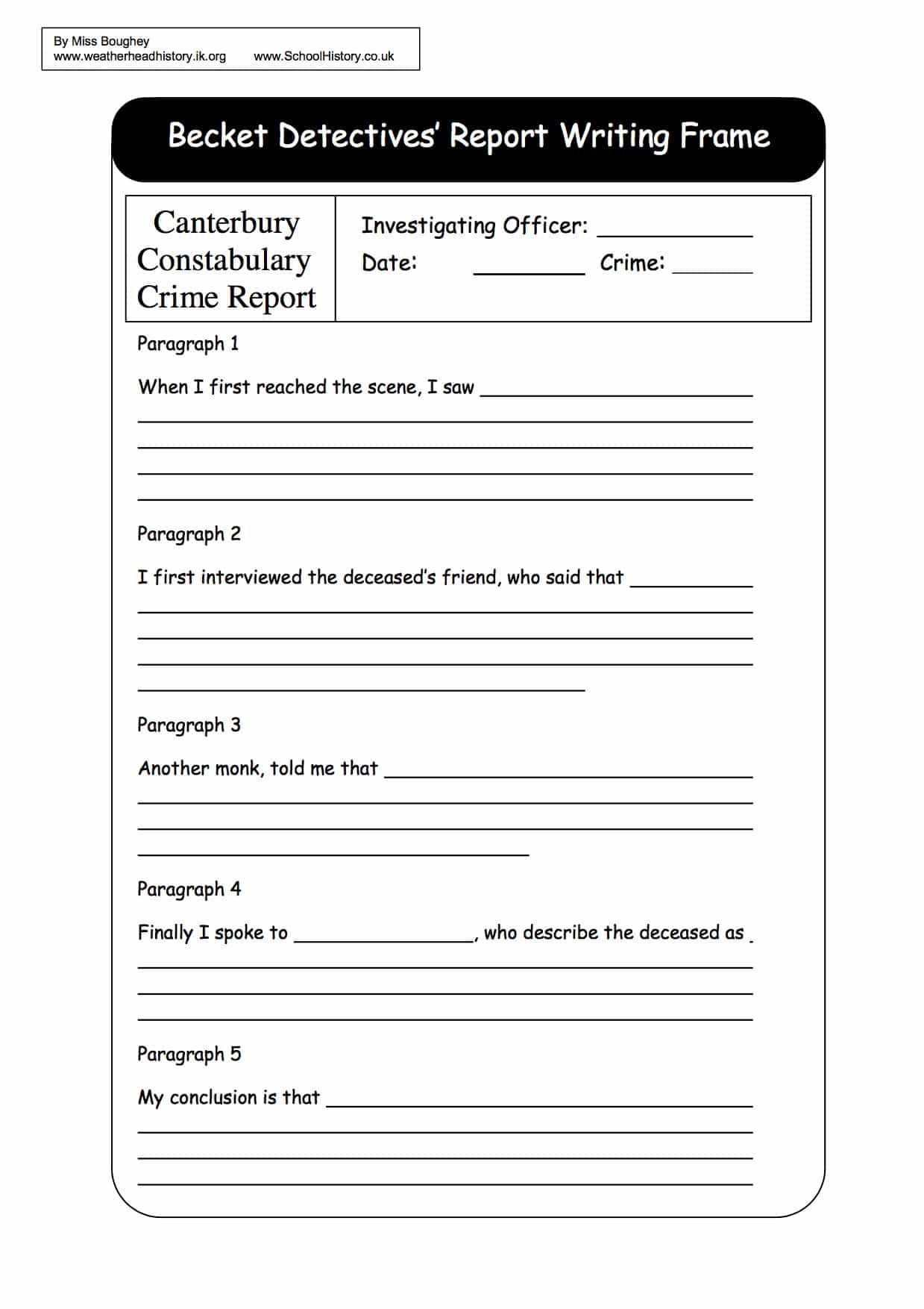 History Frame Worksheet | Printable Worksheets And Throughout Report Writing Template Ks1