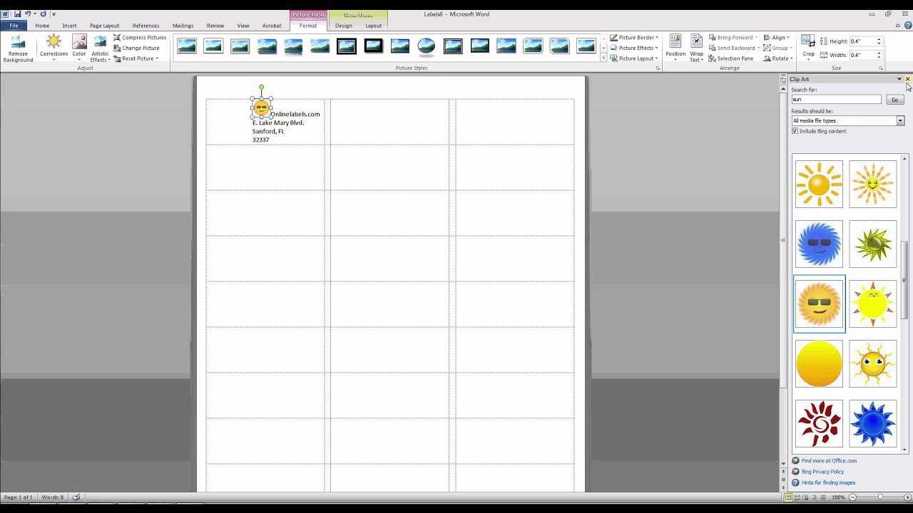 How To Add Images And Text To Label Templates In Microsoft Word Within 8 Labels Per Sheet Template Word