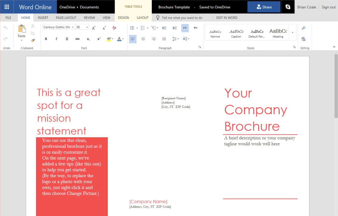 How To Create A Trifold Brochure In Word Online With Microsoft Word Pamphlet Template