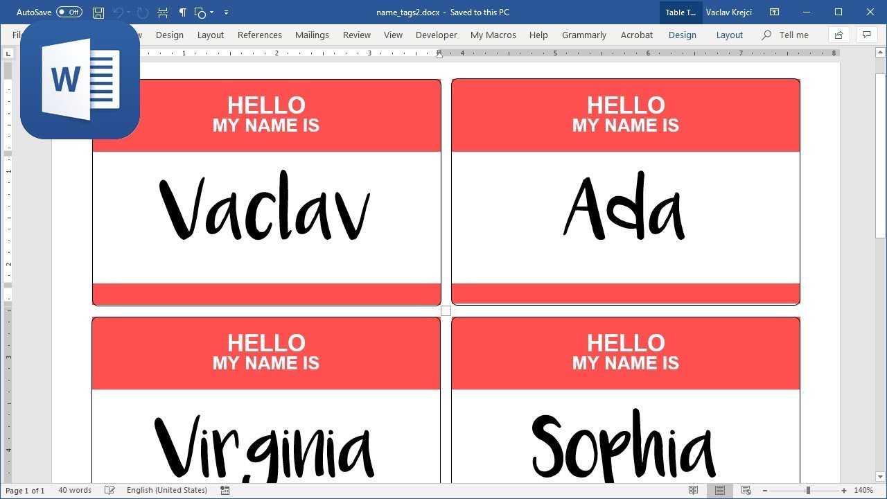 How To Create Name Tags (Badges) In Microsoft Word (Tutorial) Throughout Name Tag Template Word 2010