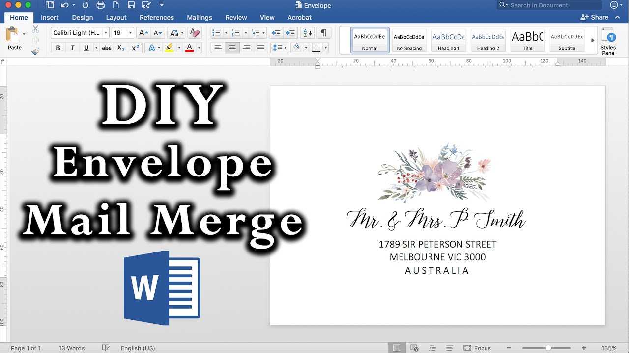 How To: Easy Envelope Mail Merge In Ms Word | Diy Invitations Inside Word 2013 Envelope Template
