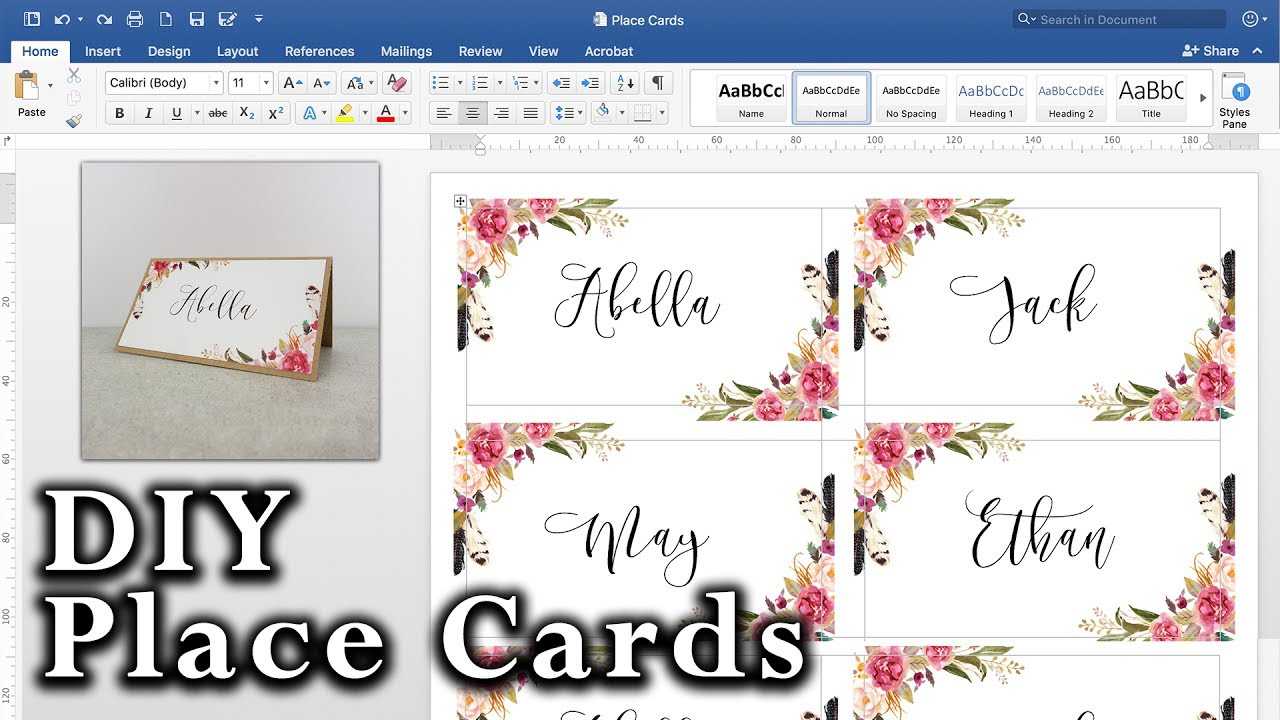 How To Make Diy Place Cards With Mail Merge In Ms Word And Adobe Illustrator With Tent Name Card Template Word