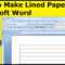 How To Make Lined Paper With Microsoft Word Pertaining To Notebook Paper Template For Word 2010