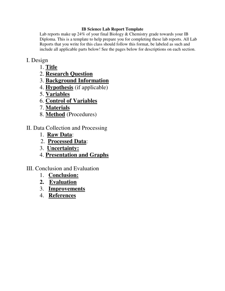 Ib Biology Lab Report Template For Ib Lab Report Template