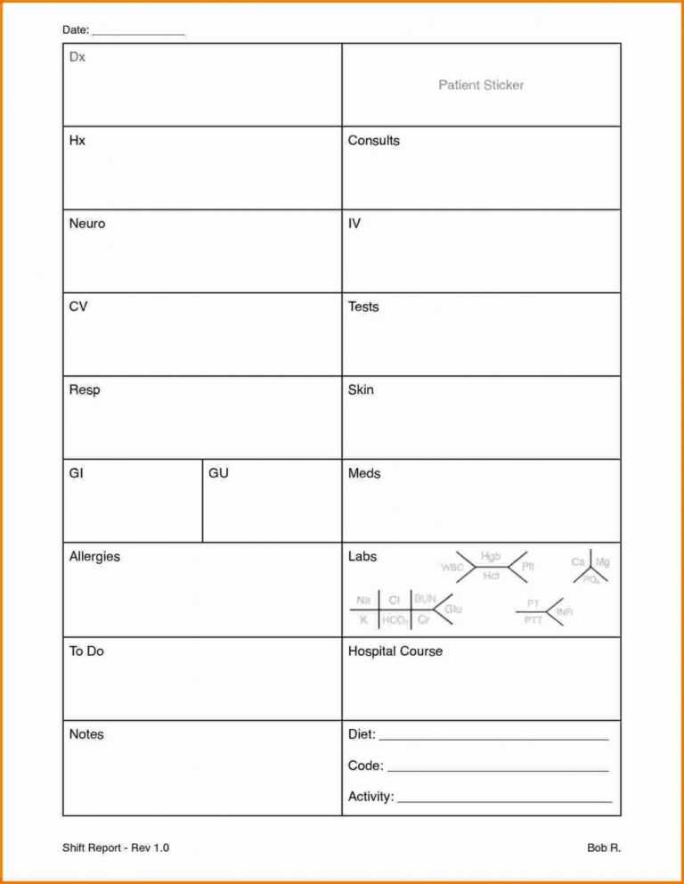 Printable Nursing Handoff Report Template