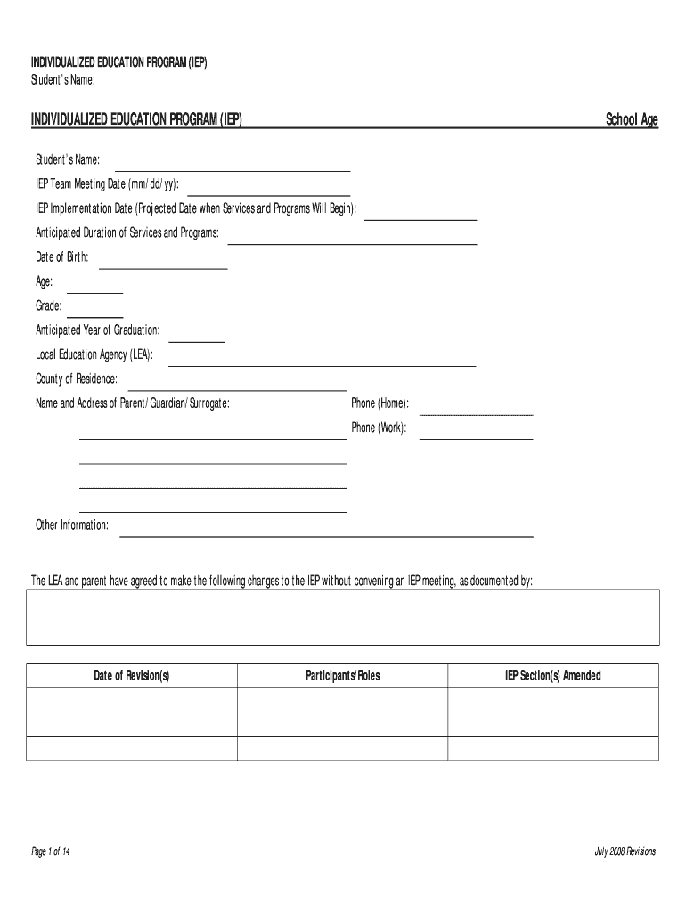 Iep Template - Fill Online, Printable, Fillable, Blank For Blank Iep Template