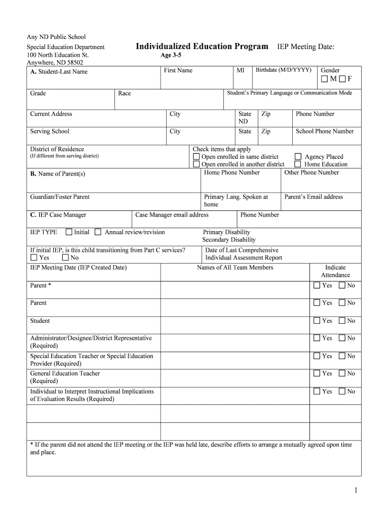 Iep Templates – Fill Online, Printable, Fillable, Blank Within Blank Iep Template