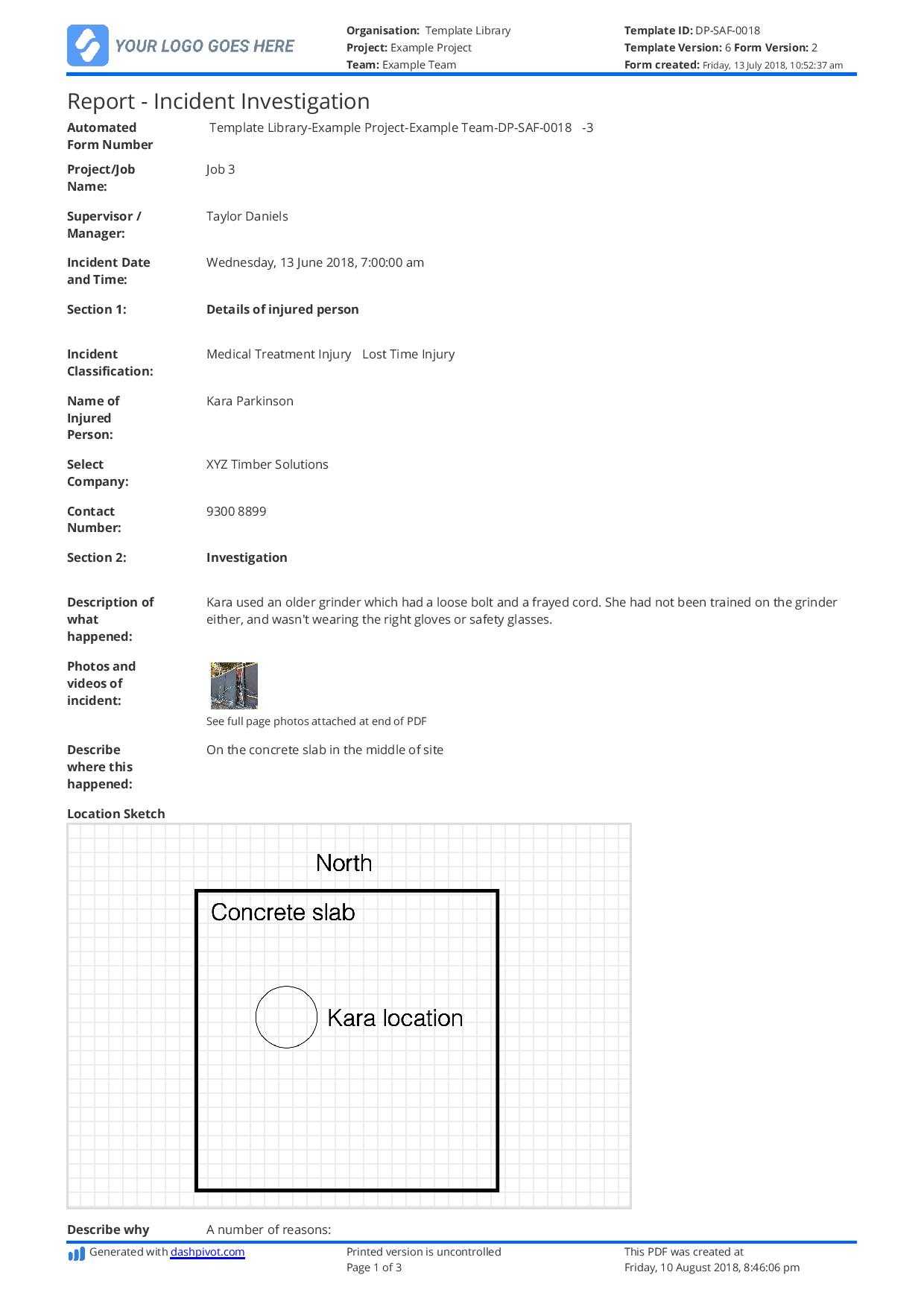 Incident Investigation Report Template (Better Than Word And In Workplace Investigation Report Template