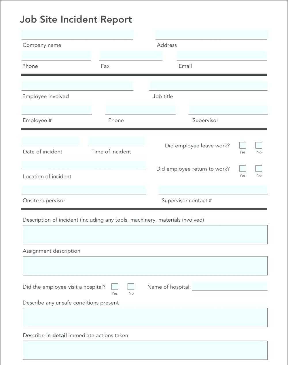 Incident Report Form Template Free Download – Vmarques With Site Visit Report Template Free Download