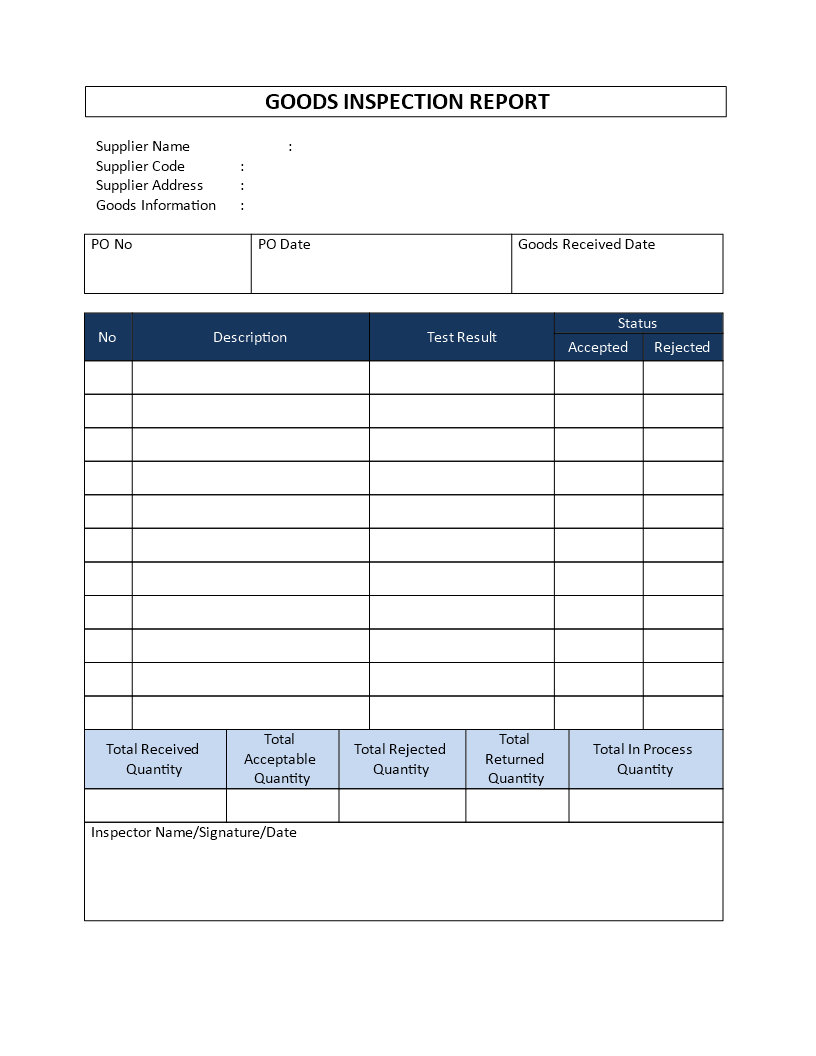 Incoming Goods Inspection Report | Templates At Within Part Inspection Report Template