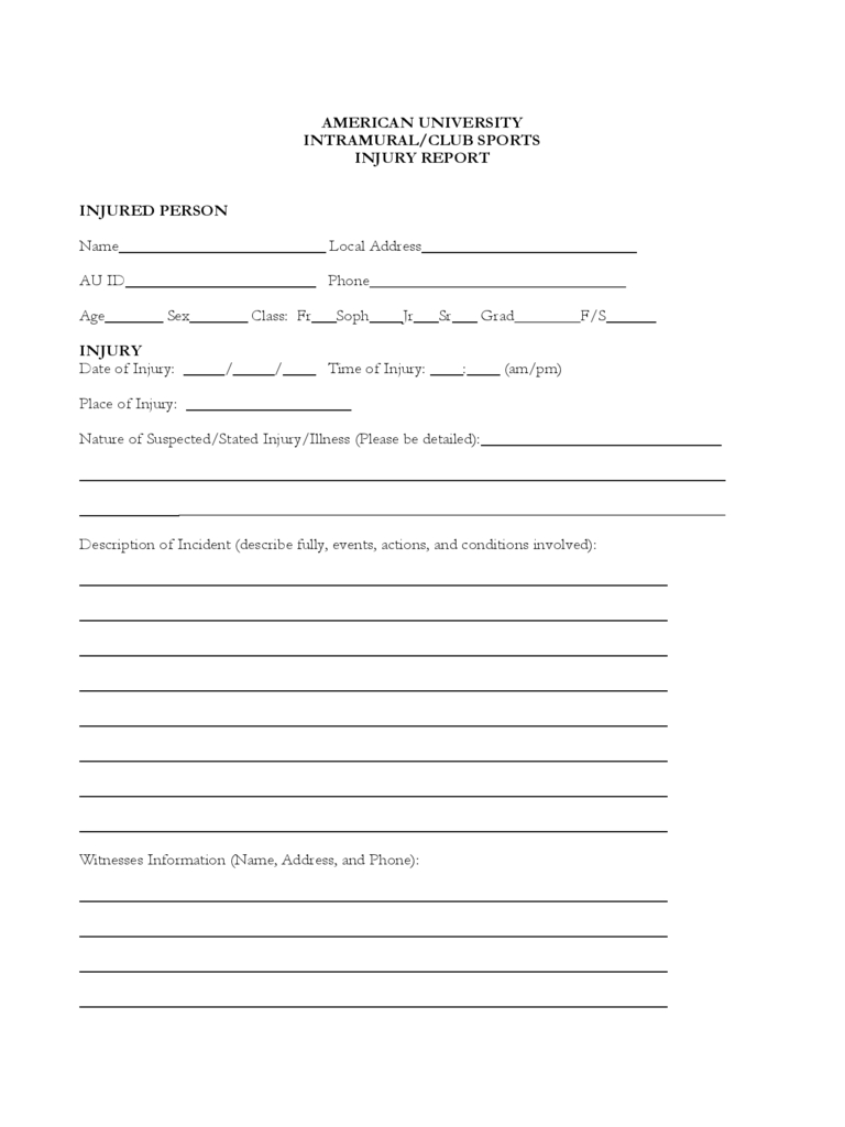Injury Report Form – 3 Free Templates In Pdf, Word, Excel For Incident Report Form Template Qld