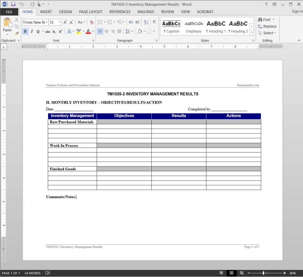 Inventory Management Report Template | Tm1020 2 Within It Management Report Template