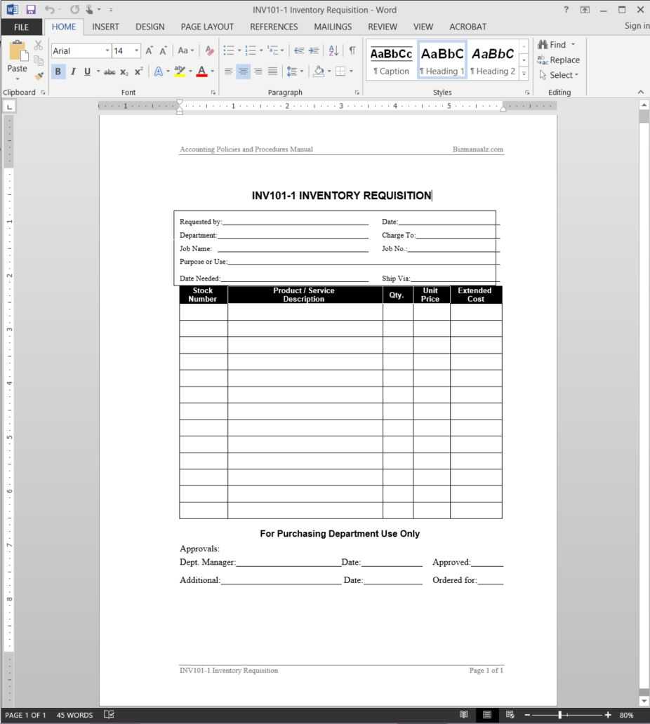 Inventory Requisition Template | Inv101 1 Pertaining To Check Request Template Word
