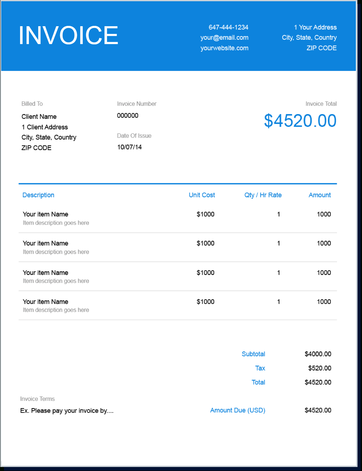 Invoice Template | Create And Send Free Invoices Instantly Regarding Free Downloadable Invoice Template For Word