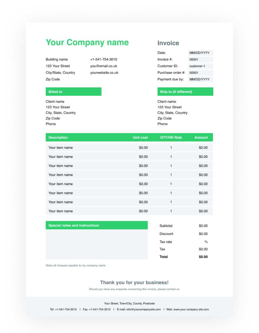 Invoice Template For Word – Free Download – Transferwise Inside Free Printable Invoice Template Microsoft Word