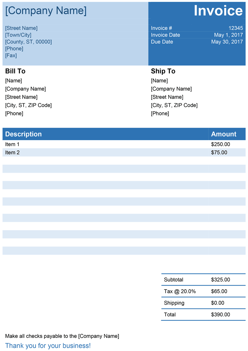 Invoice Template For Word – Free Simple Invoice For Free Downloadable Invoice Template For Word