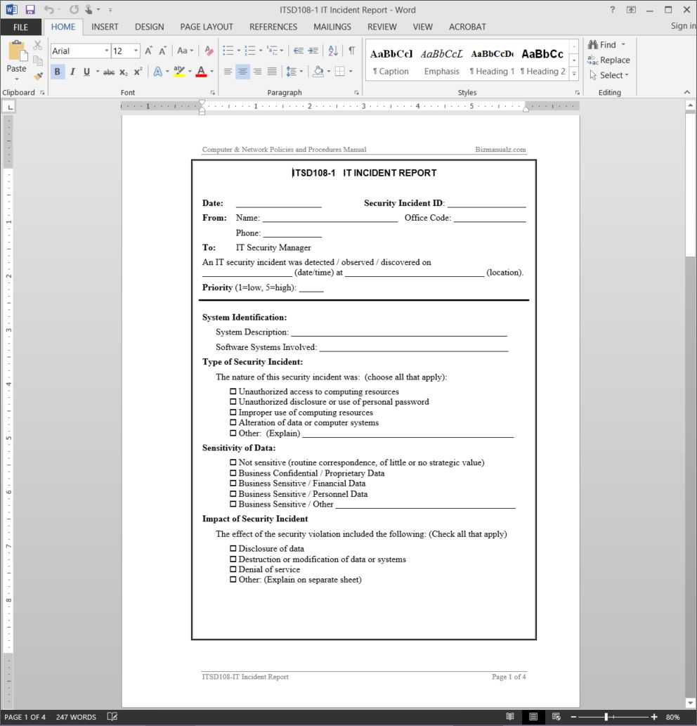 It Incident Report Template | Itsd108 1 Pertaining To It Incident Report Template