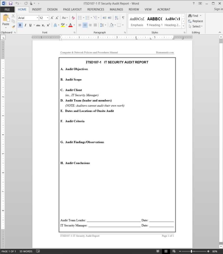 It Security Audit Report Template | Itsd107 1 Pertaining To It Audit Report Template Word