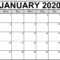 January Printable Calendar 2020 – Blank Templates – 2020 For Blank Activity Calendar Template