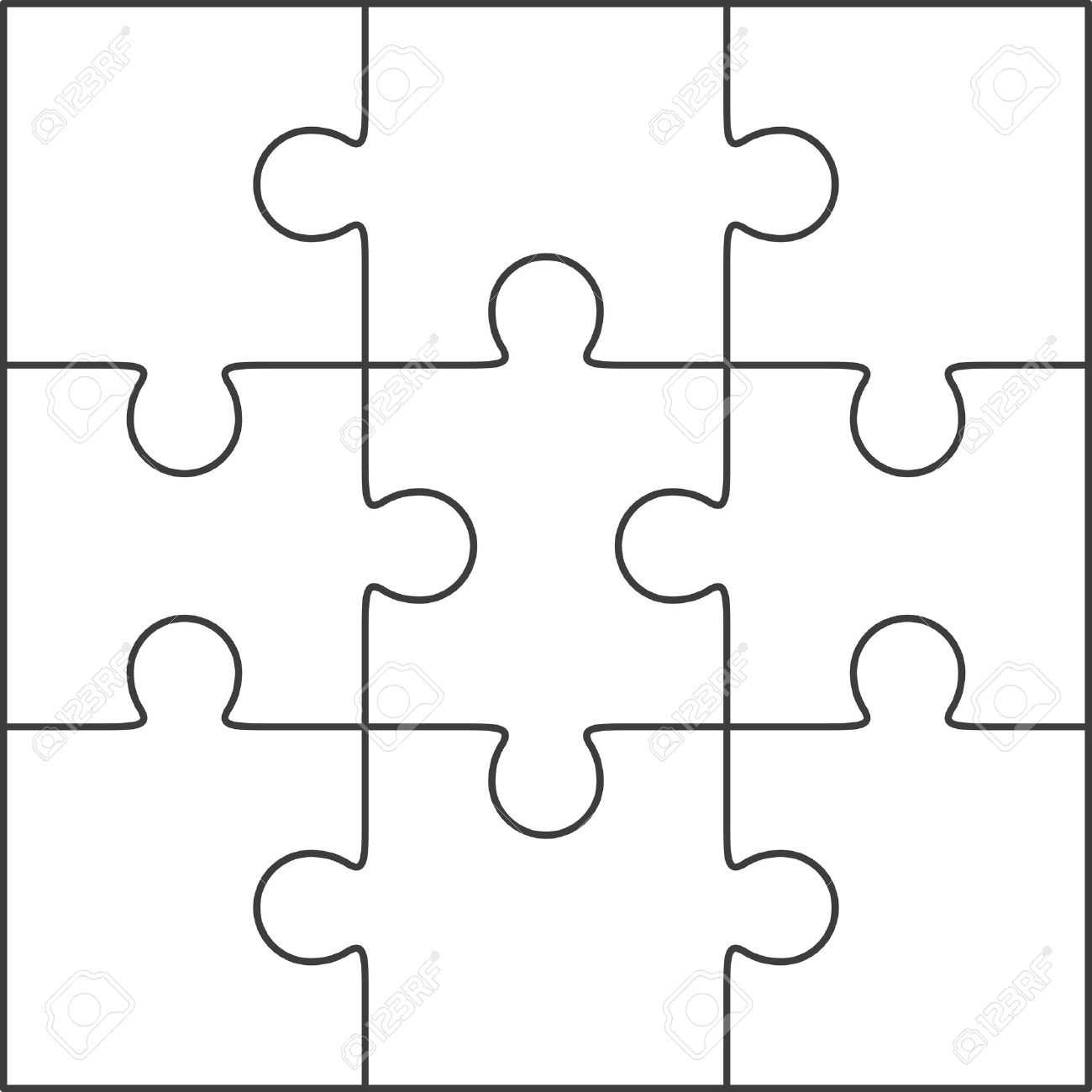 Jigsaw Puzzle Vector, Blank Simple Template 3X3 Regarding Blank Jigsaw ...