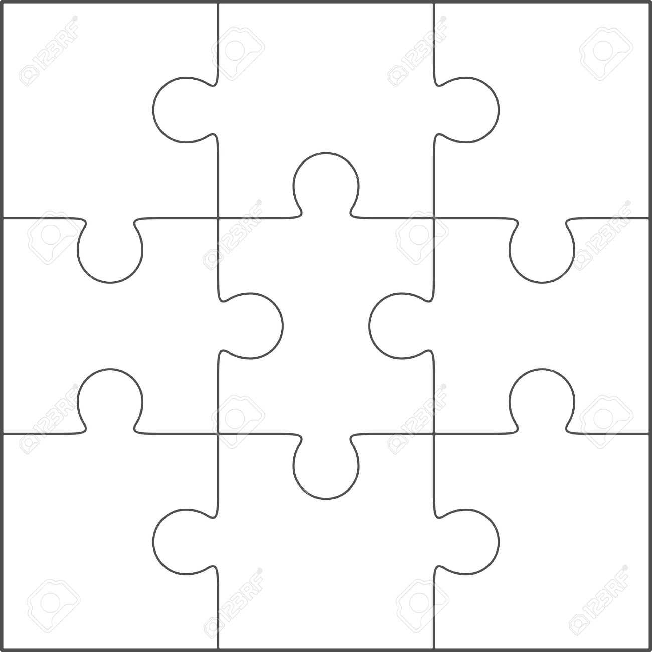 Jigsaw Puzzle Vector, Blank Simple Template 3X3 Within Blank Jigsaw Piece Template