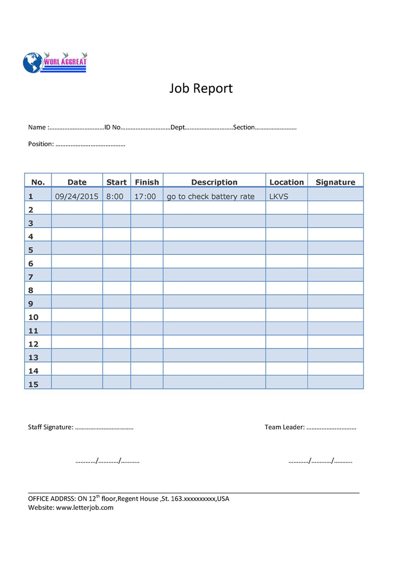 Jop Tips | 工作技巧 | 작업 팁: Daily Job Report Template In Daily Work Report Template