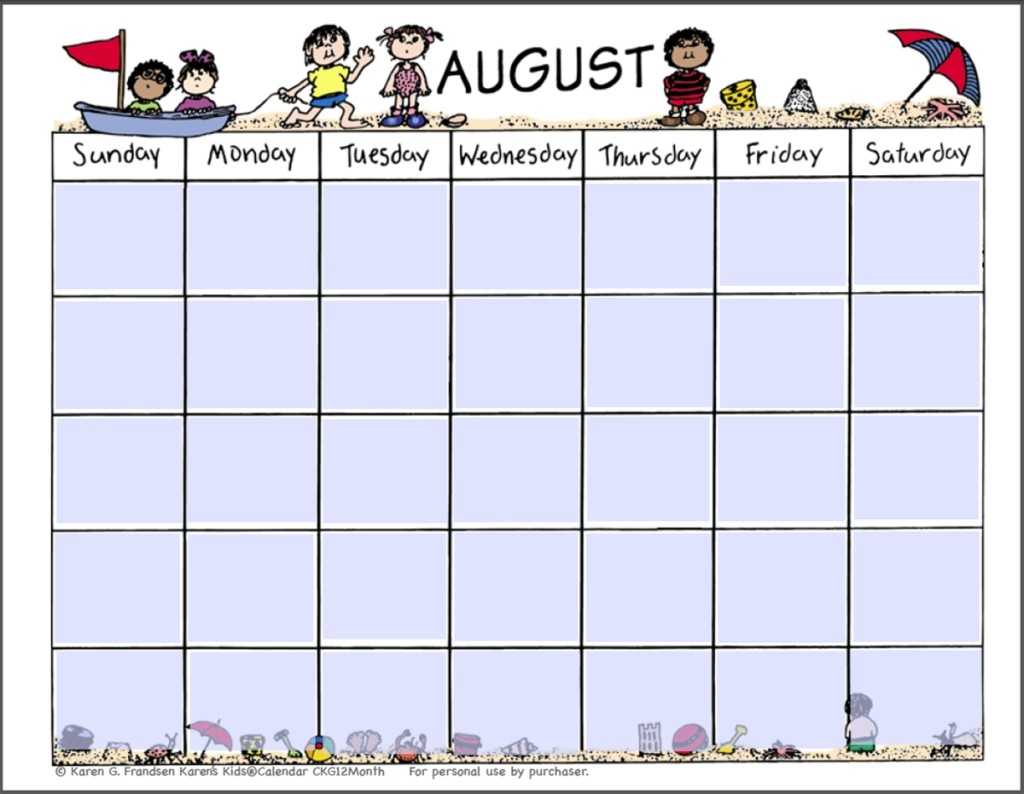 Kids Calendar Template – Karan.ald2014 In Blank Calendar Template For Kids