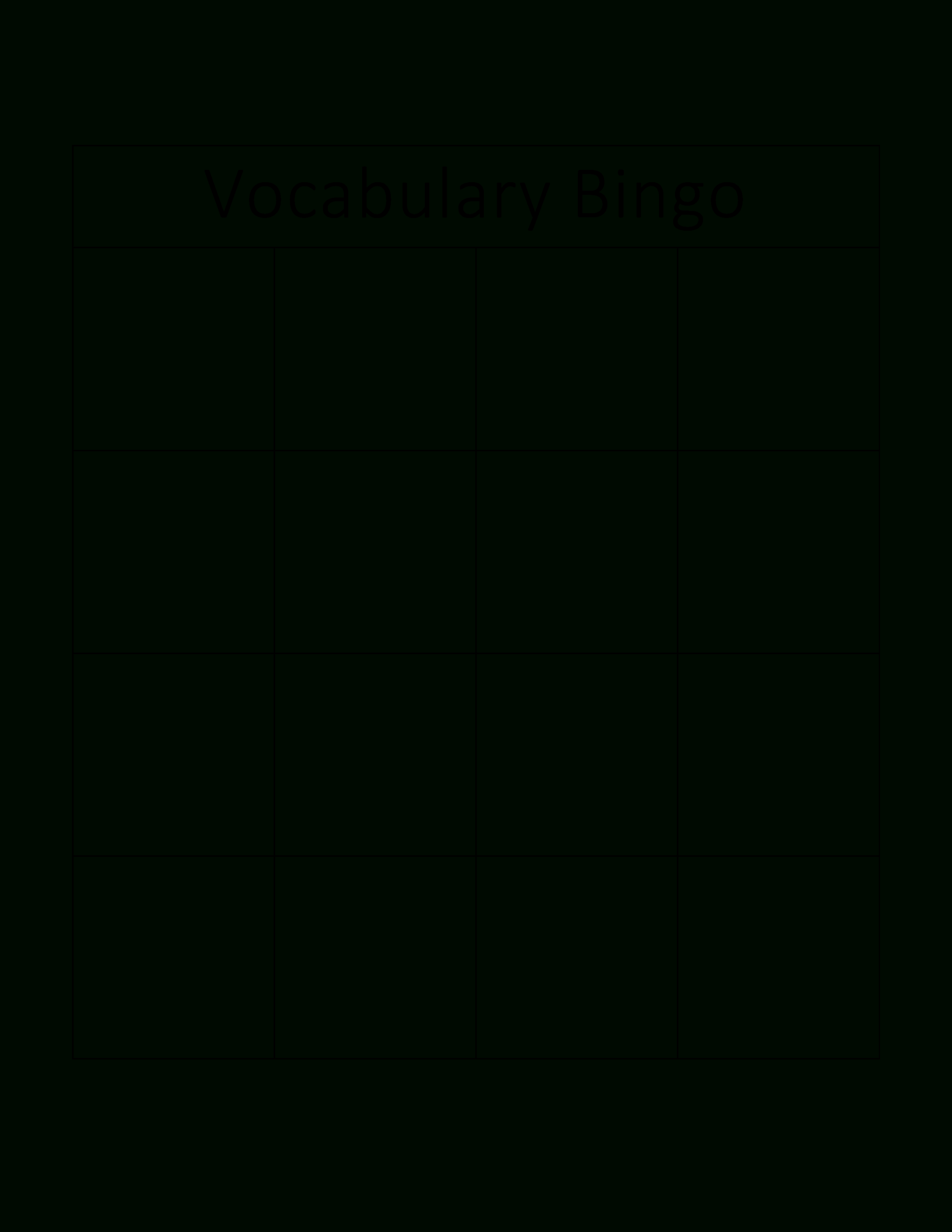 Kostenloses Vocabulary Bingo Card Within Blank Bingo Card Template Microsoft Word